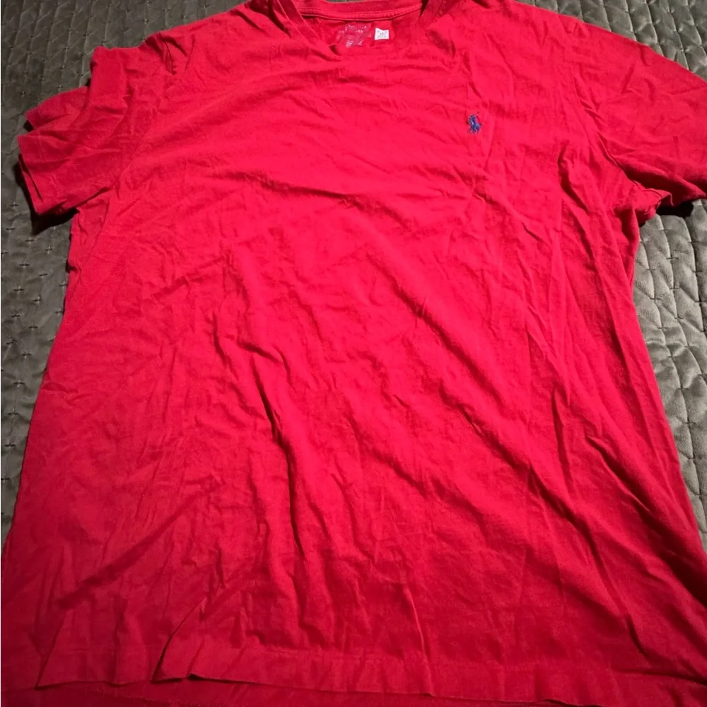 Polo Ralph Lauren,‎ red short sleeve T-shirt blue pony logo size XL